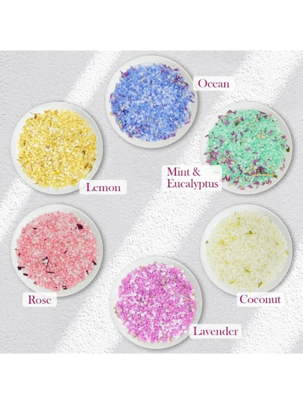 Relaxing Bath Salts Gift Set for Women & Men - 6 Scents, Natural Sea Salt